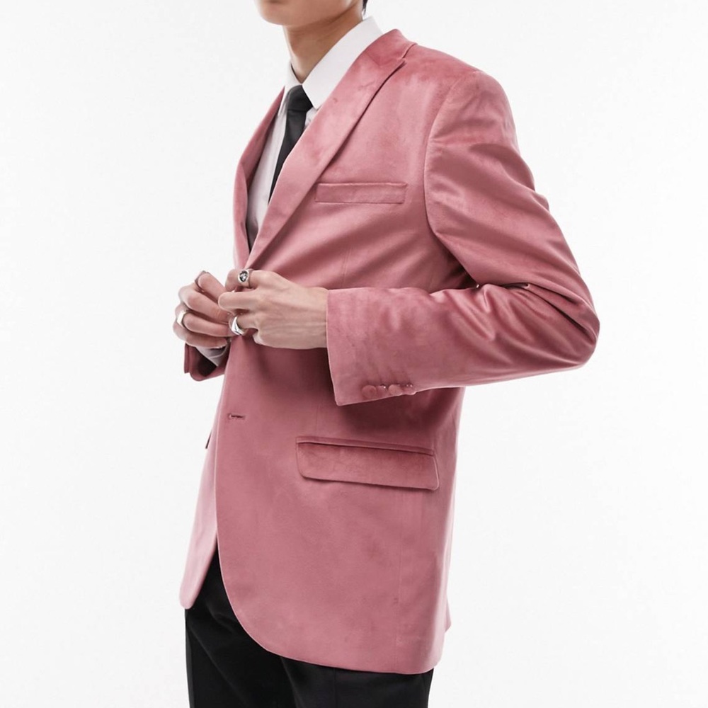 NWT Topman Slim Fit Pink Velvet Blazer